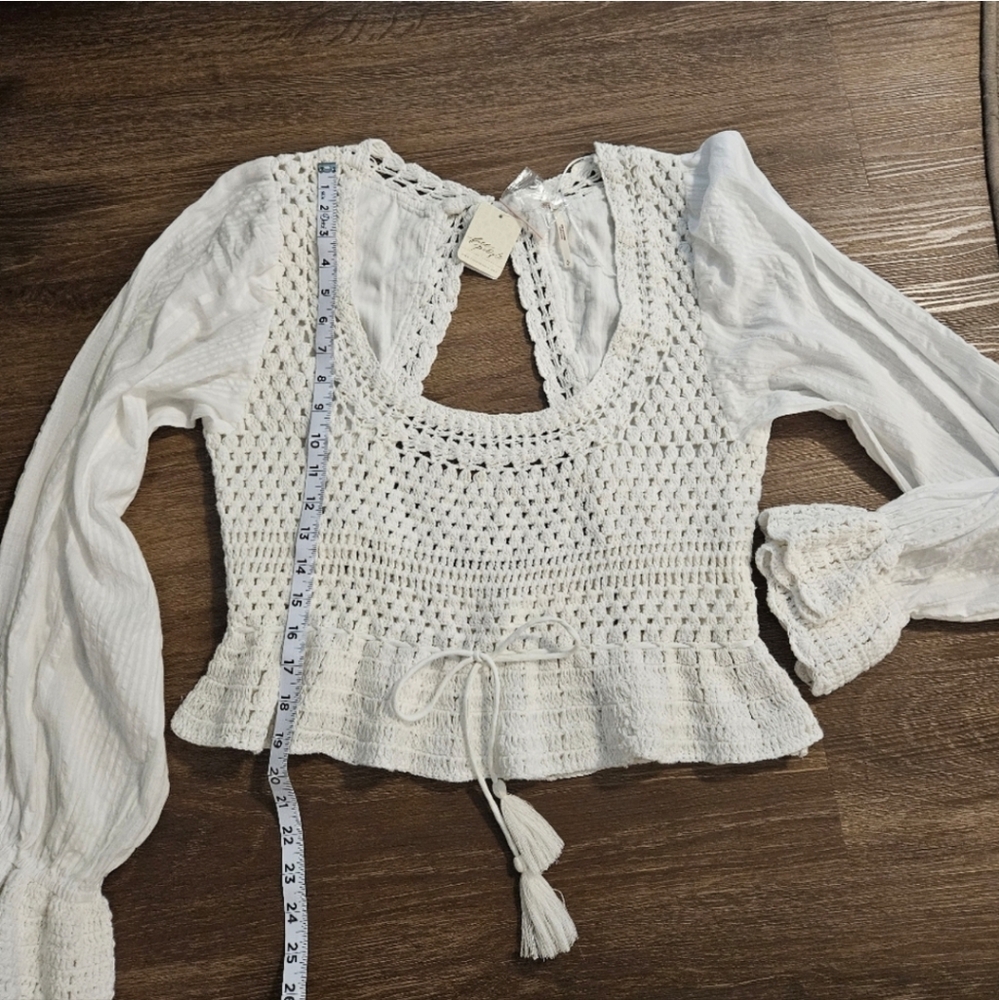 Free People White Crochet Blouse - Picture 9 of 11